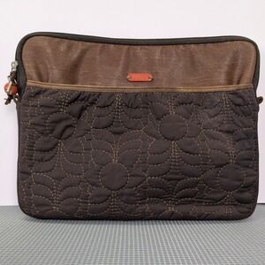 VTG Fossil Key-Per Laptop Tablet Sleeve Brown Floral Quilted Padded Case Ipad